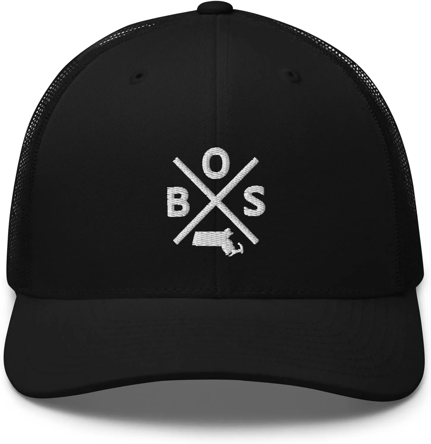 Retro Boston Trucker Hat Mesh BOS Cross Trucker Cap