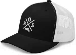 Retro Boston Trucker Hat Mesh BOS Cross Trucker Cap