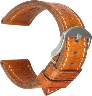 REZERO Leather Watch Bands, Handmade Watch Straps, Italian Top Grain Soft Leather Watch Bands Replacement, Vegetable-Tanned & Oil-Waxed Watch Bracelets 18/19/20/21/22/23/24/26mm for Men, Women