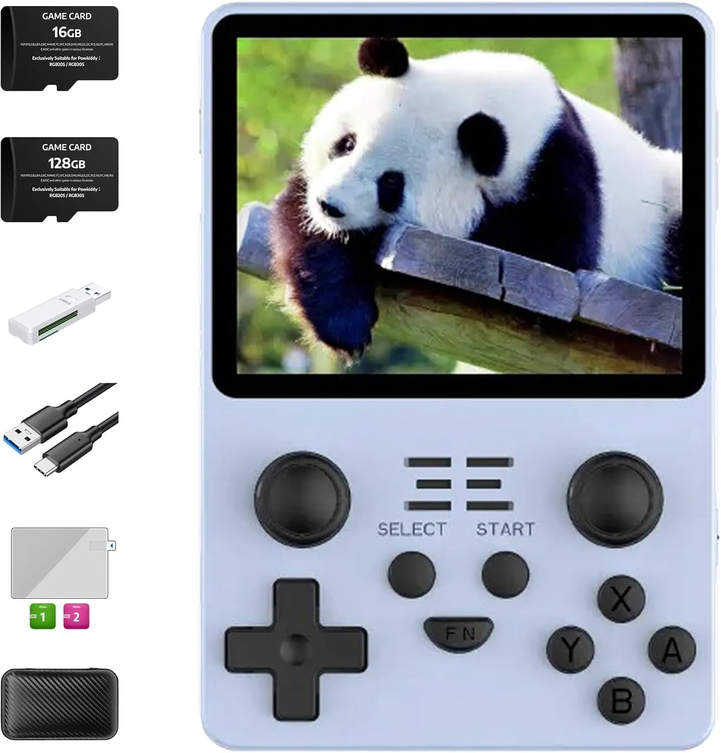 RGB20S Handheld Game Console Retro Gaming Console with 20 Emulators 21K  Preloaded Games 3.5” IPS Screen RK3326 Processor Portable Video Game Console for Kids & Adults Multi-Game System (Blue-128G)