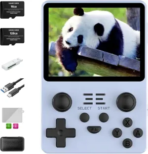 RGB20S Handheld Game Console Retro Gaming Console with 20 Emulators 21K  Preloaded Games 3.5” IPS Screen RK3326 Processor Portable Video Game Console for Kids & Adults Multi-Game System (Blue-128G)
