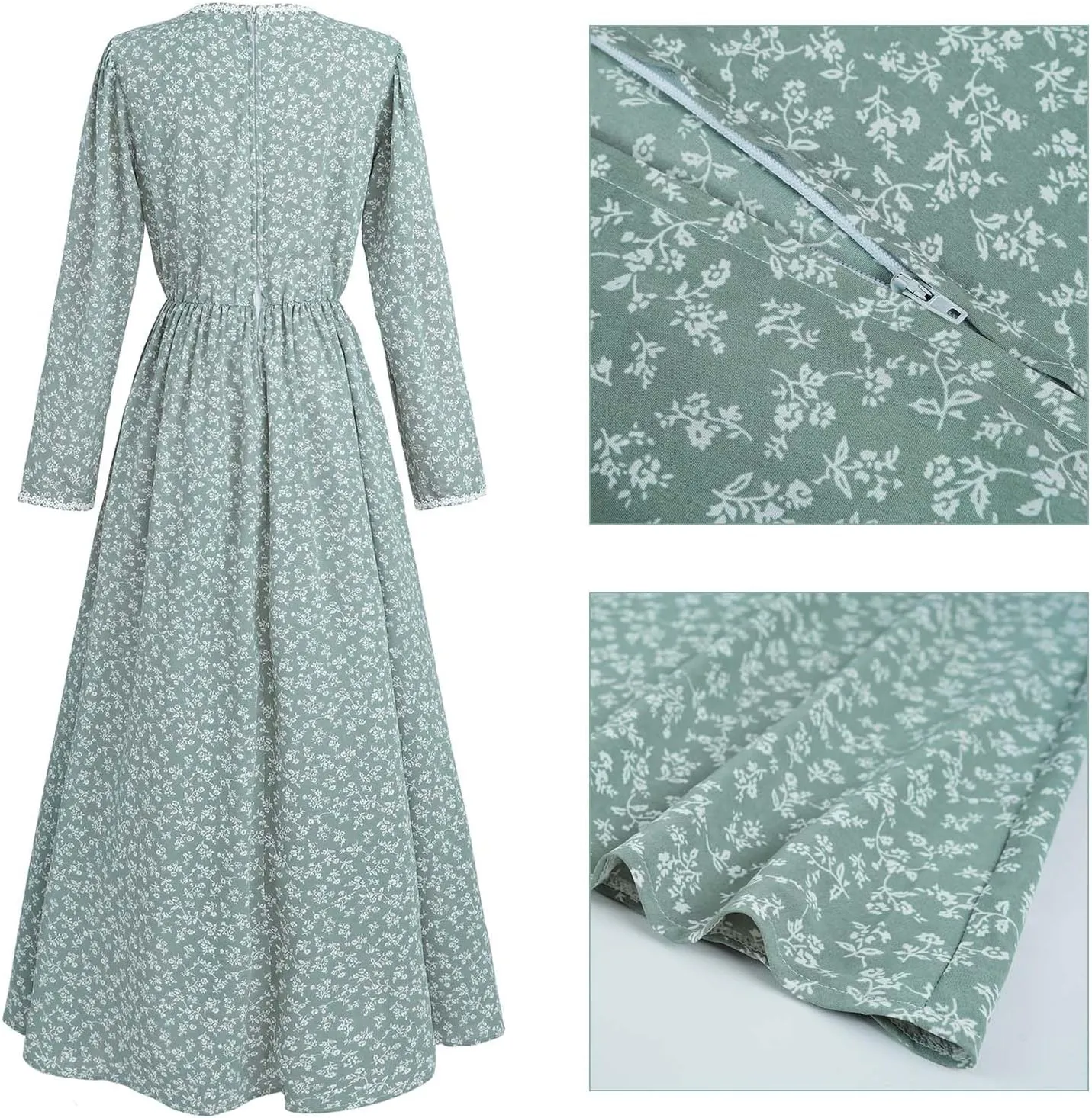 ROLECOS Pioneer Women Costume Floral Prairie Dress Deluxe Colonial Dress Laura Ingalls Costume