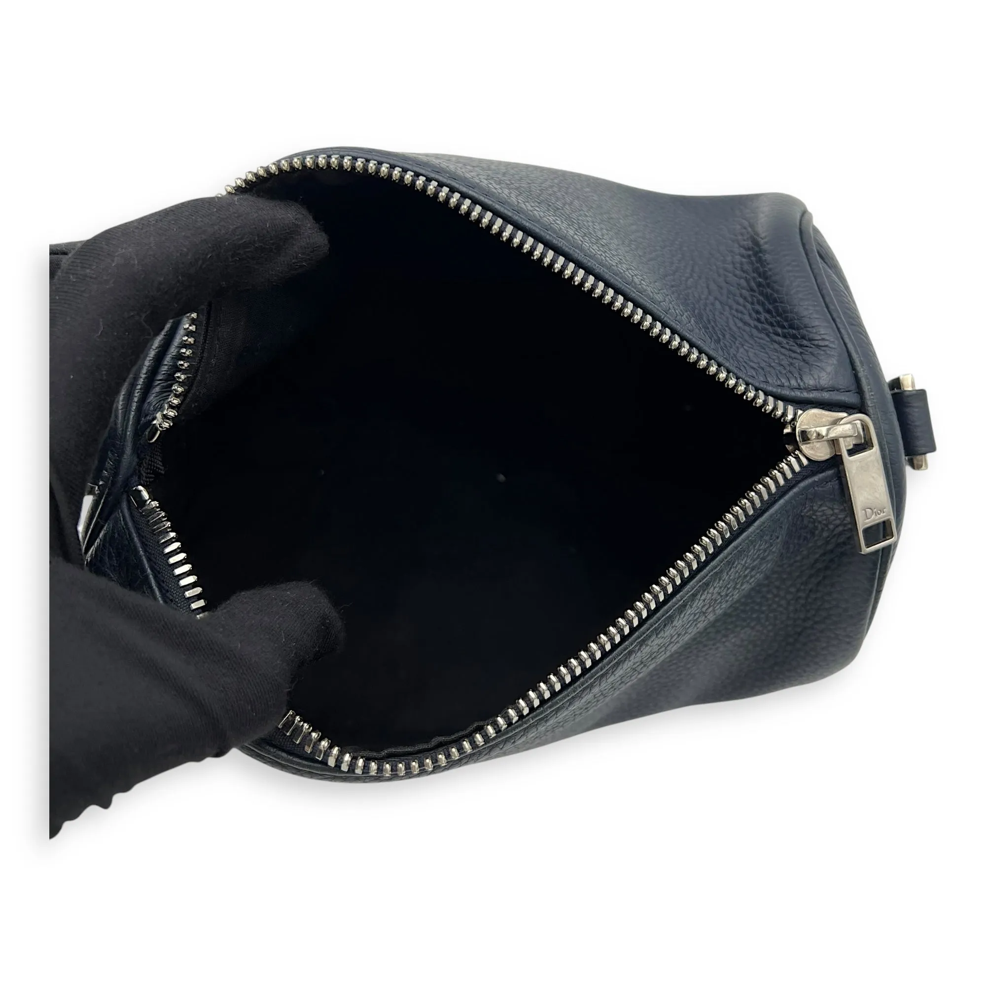 Roller Blue Crossbody Bag in Calfskin, Silver hardware