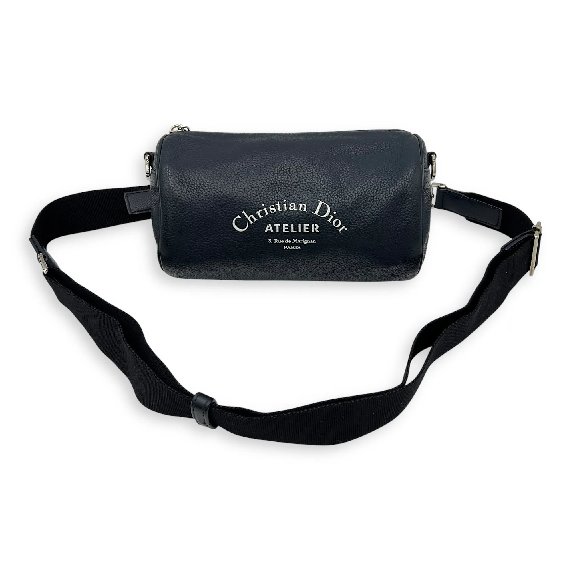 Roller Blue Crossbody Bag in Calfskin, Silver hardware