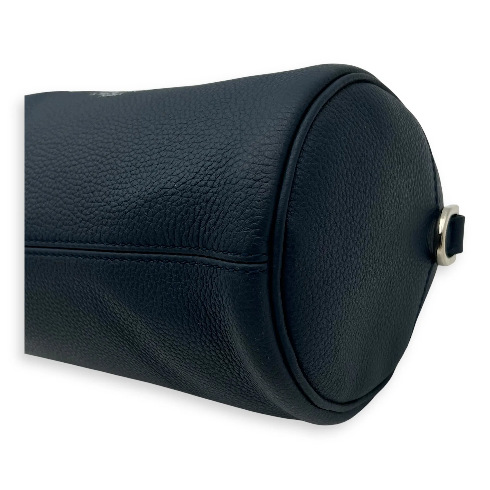 Roller Crossbody Bag Blue in Calfskin, Silver hardware