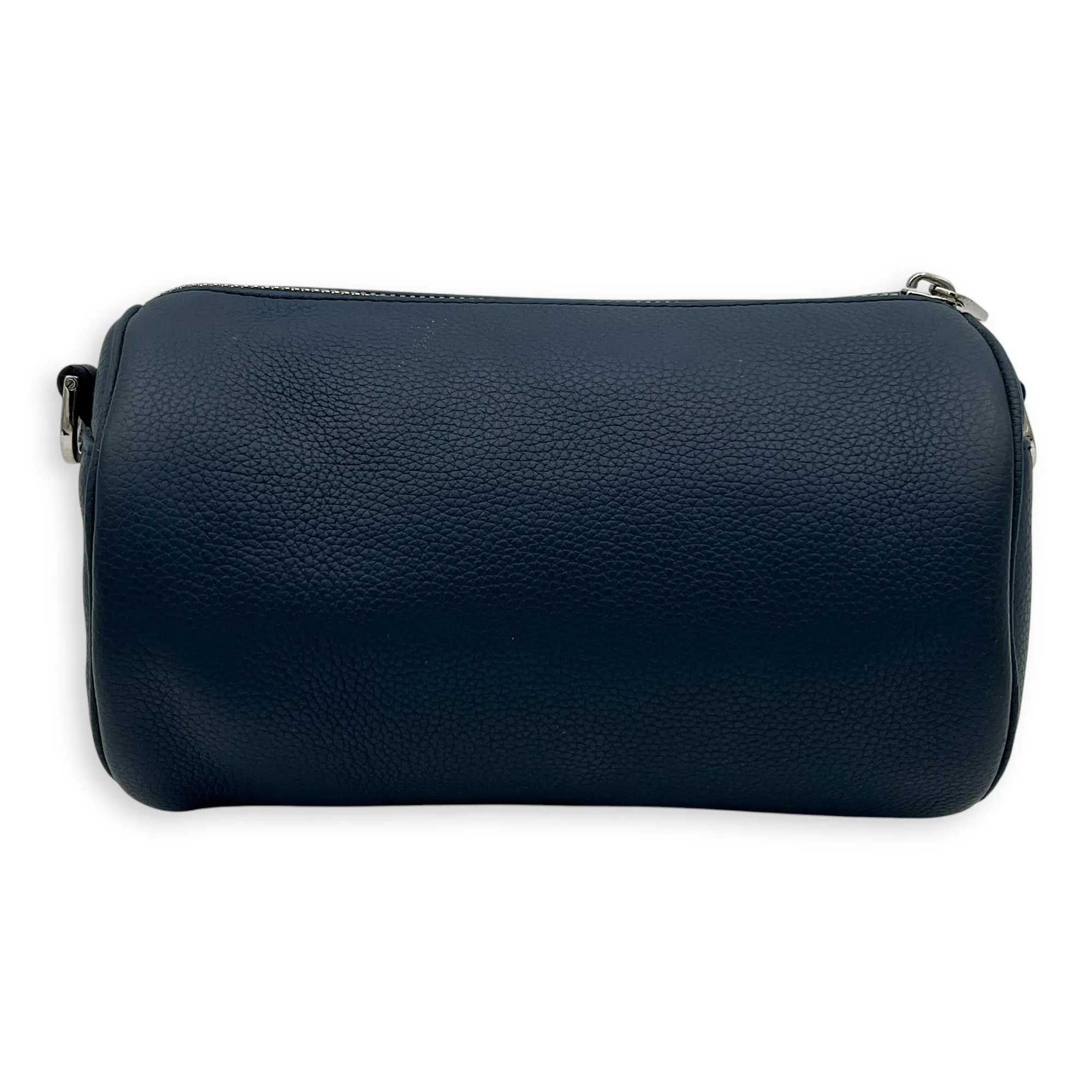 Roller Crossbody Bag Blue in Calfskin, Silver hardware