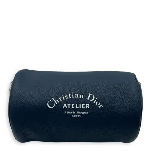 Roller Crossbody Bag Blue in Calfskin, Silver hardware