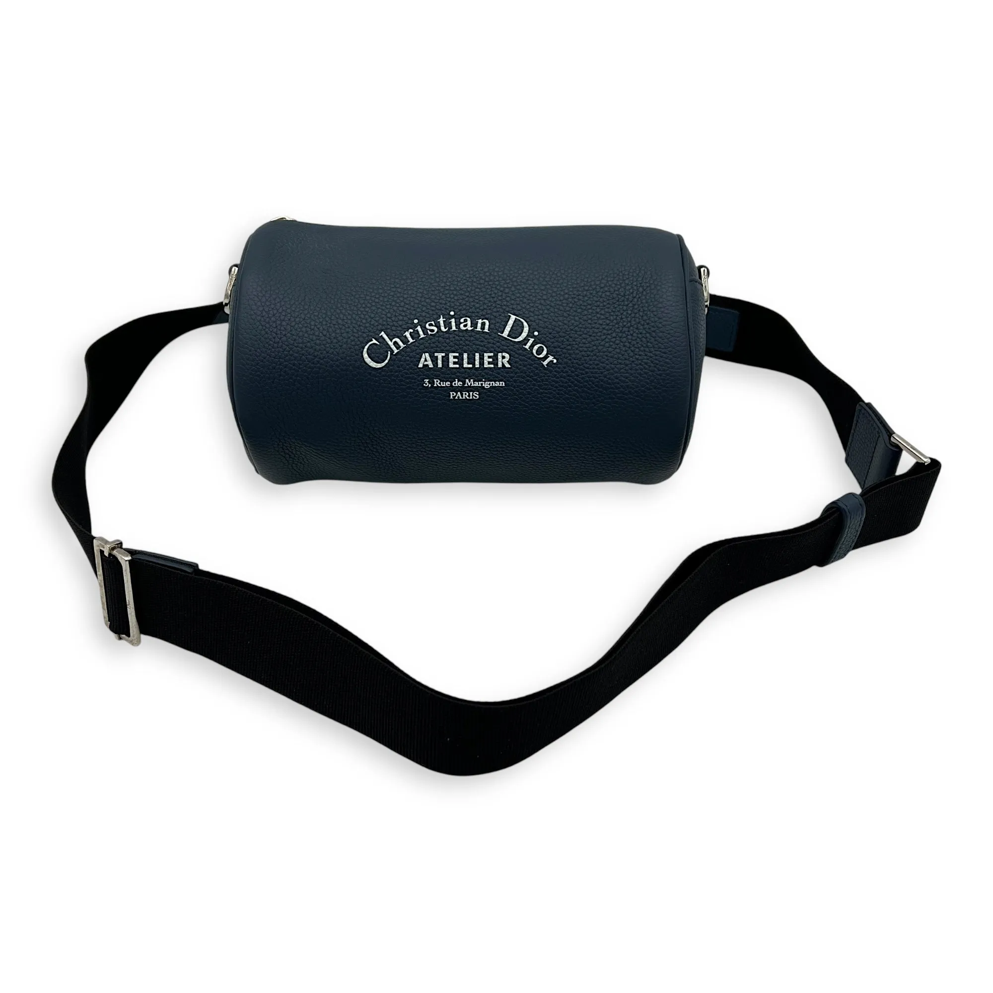Roller Crossbody Bag Blue in Calfskin, Silver hardware
