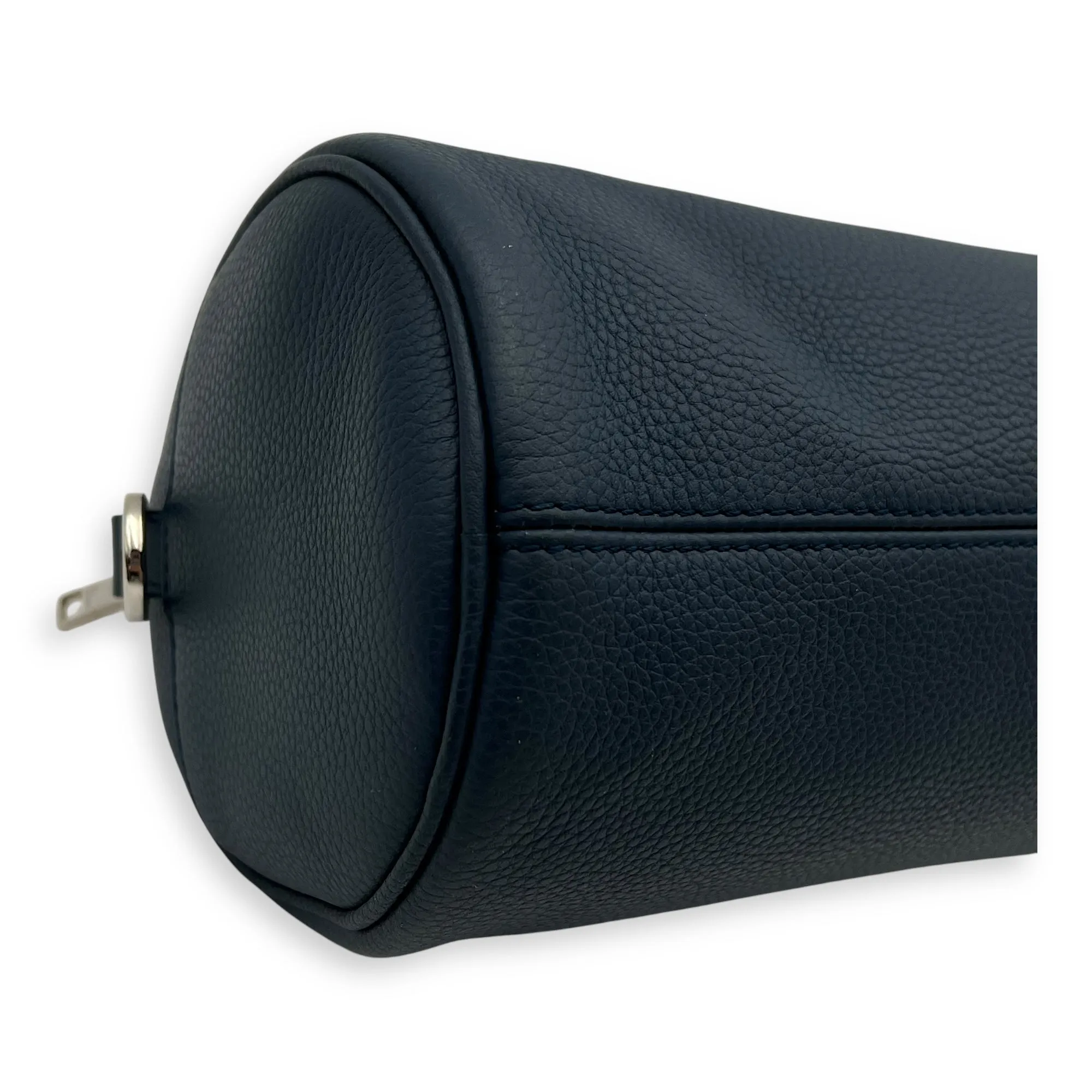 Roller Crossbody Bag Blue in Calfskin, Silver hardware