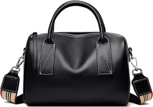 ROUROU Boston Bag for Women Genuine Leather Handbag Top Handle Satchel Large Capacity Shoulder Bag Crossbody Bag Purse