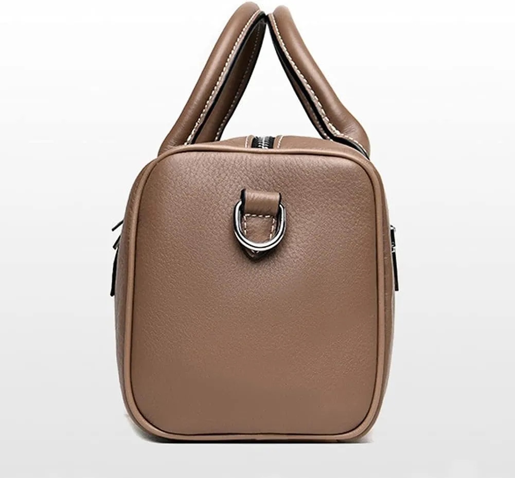 ROUROU Boston Bag for Women Genuine Leather Handbag Top Handle Satchel Large Capacity Shoulder Bag Crossbody Bag Purse
