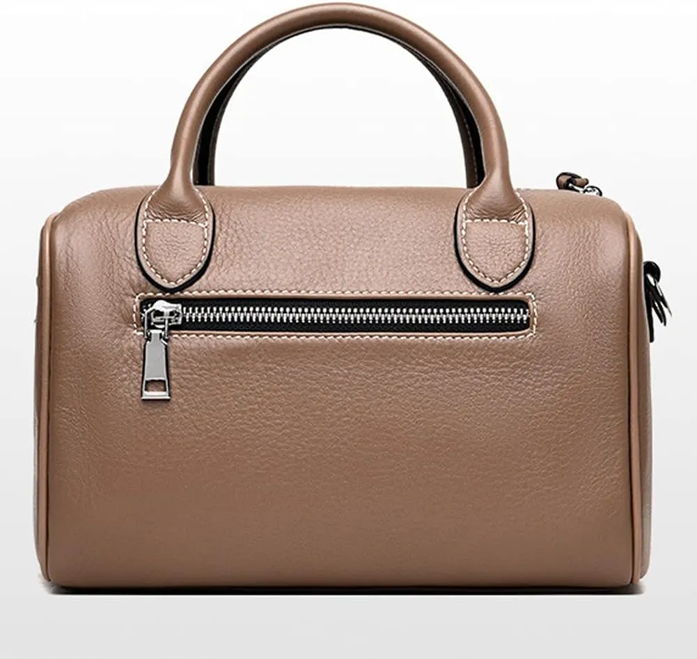 ROUROU Boston Bag for Women Genuine Leather Handbag Top Handle Satchel Large Capacity Shoulder Bag Crossbody Bag Purse