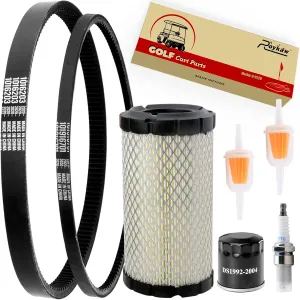 Roykaw Golf Cart Tune Up Kit with Clutch Drive Belt & Starter Generator Belt for Club Car Precedent 2004-up Gas Models with FE350 Kawasaki Motor, Replaces OEM # 101916701, 1016203