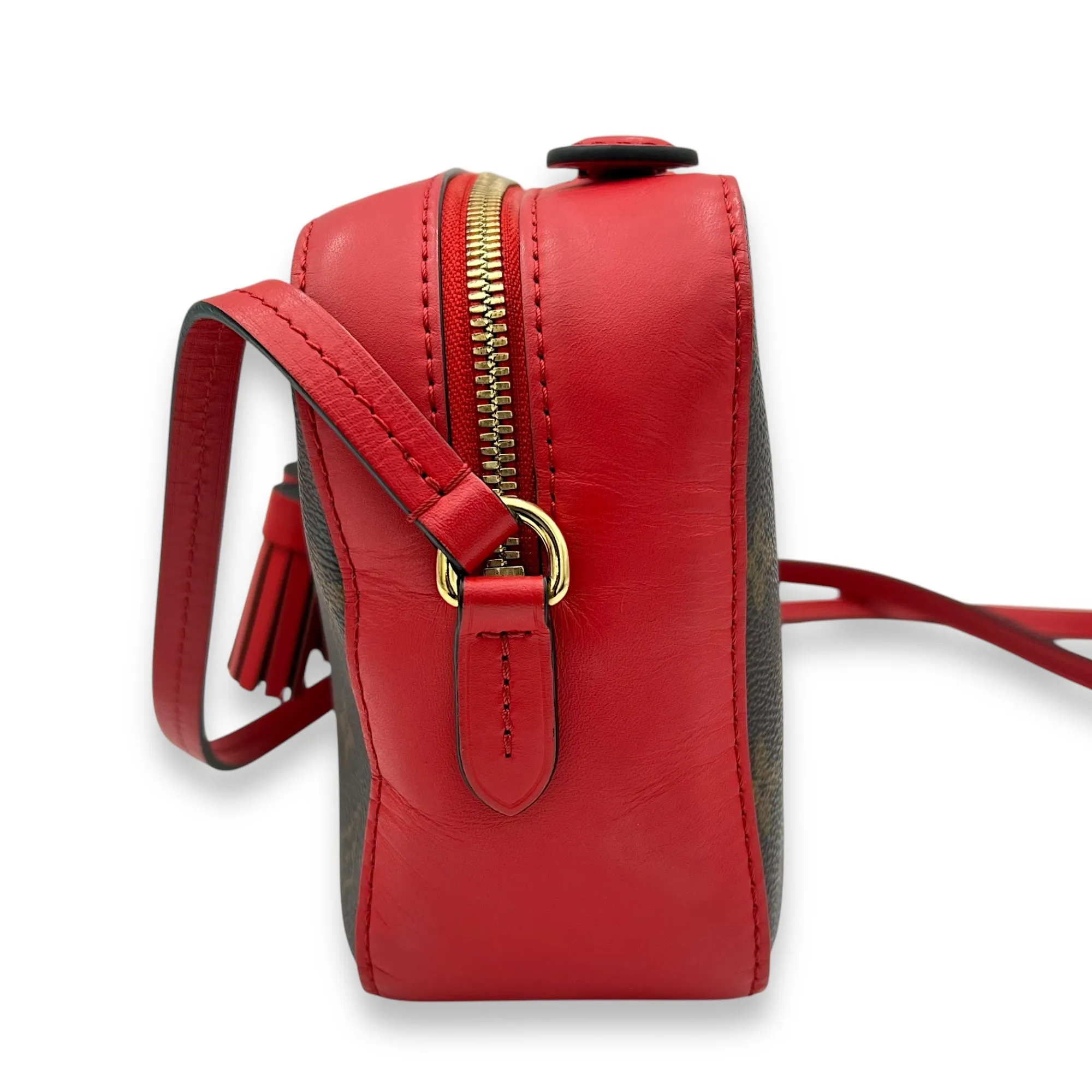 Saintonge Crossbody Bag Brown in Monogram Coated Canvas, Gold hardware