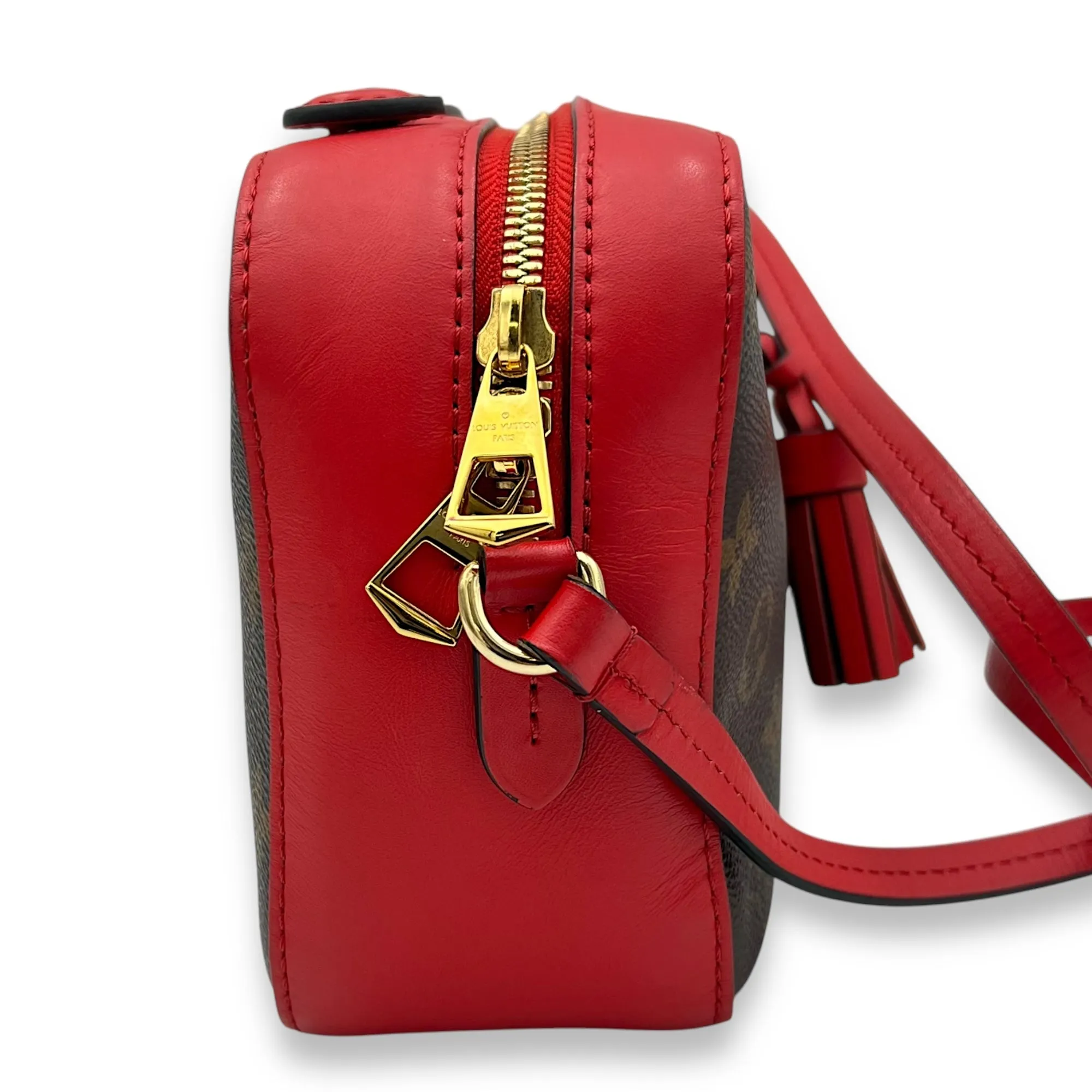 Saintonge Crossbody Bag Brown in Monogram Coated Canvas, Gold hardware