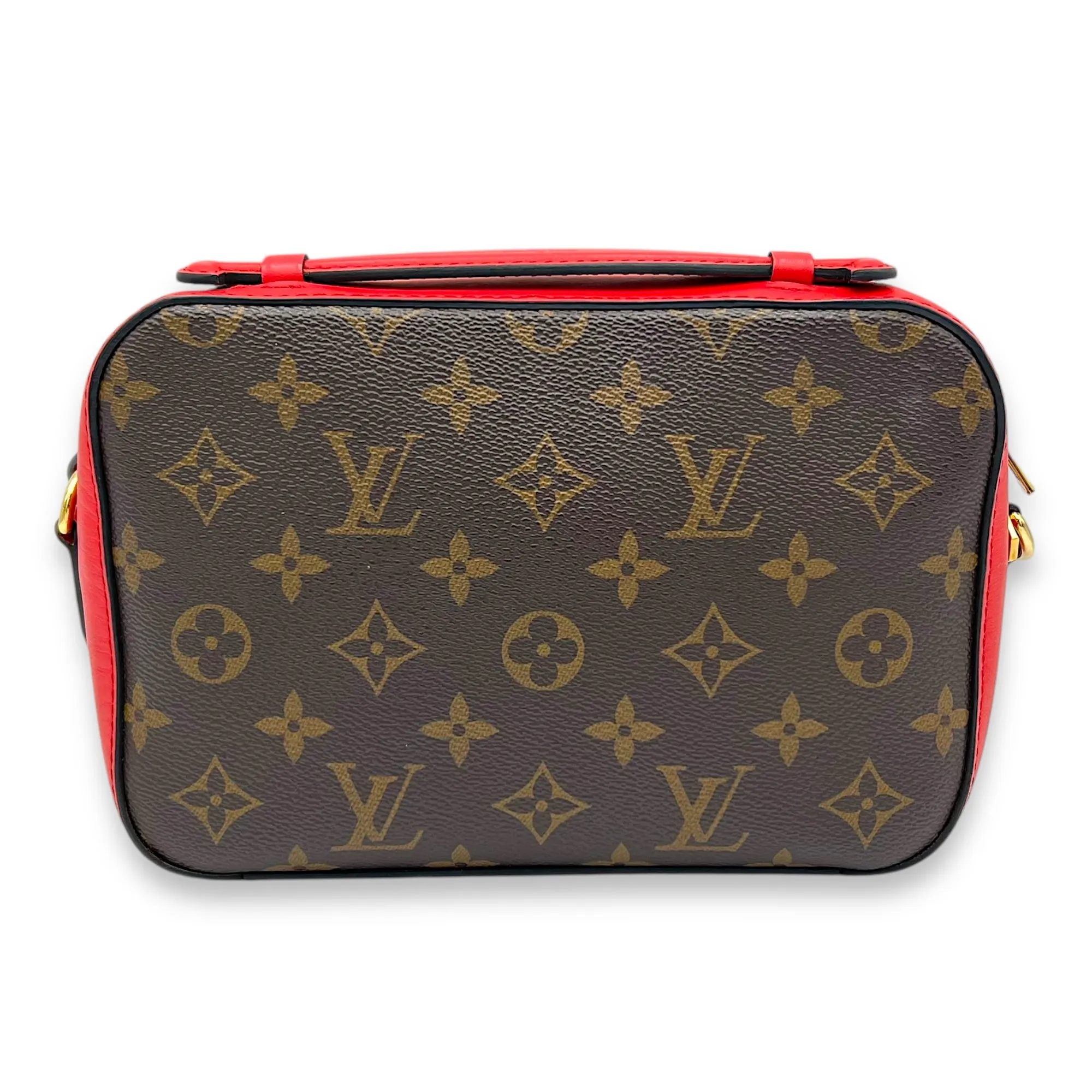 Saintonge Crossbody Bag Brown in Monogram Coated Canvas, Gold hardware