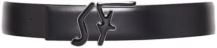Salvatore Ferragamo Mens Black/Black Leather Belt