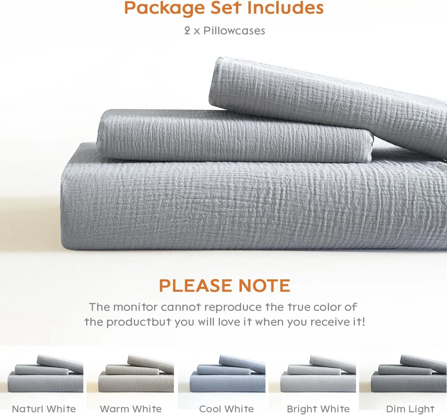 SE SOFTEXLY Muslin Pillowcases Standard Size 100% Cotton, 2 Pack Linen Like Pillow Shams with Envelope Closure, Ultral Soft and Breathable Pillow Case Covers, Light Grey, 20" X 26", No Filling