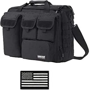 Seibertron 17.3" Shoulder Bag Black and Embroidery US Flag Black