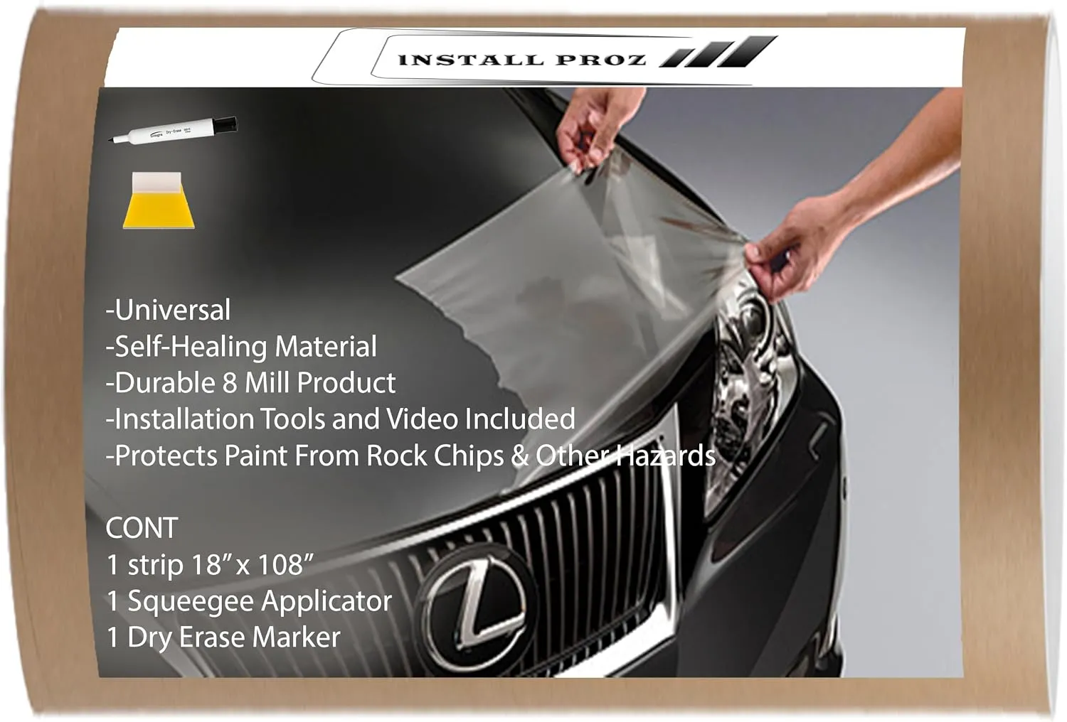 Self Healing Universal Clear Paint Protection Bra Hood and Fender Kit (18" x 108")
