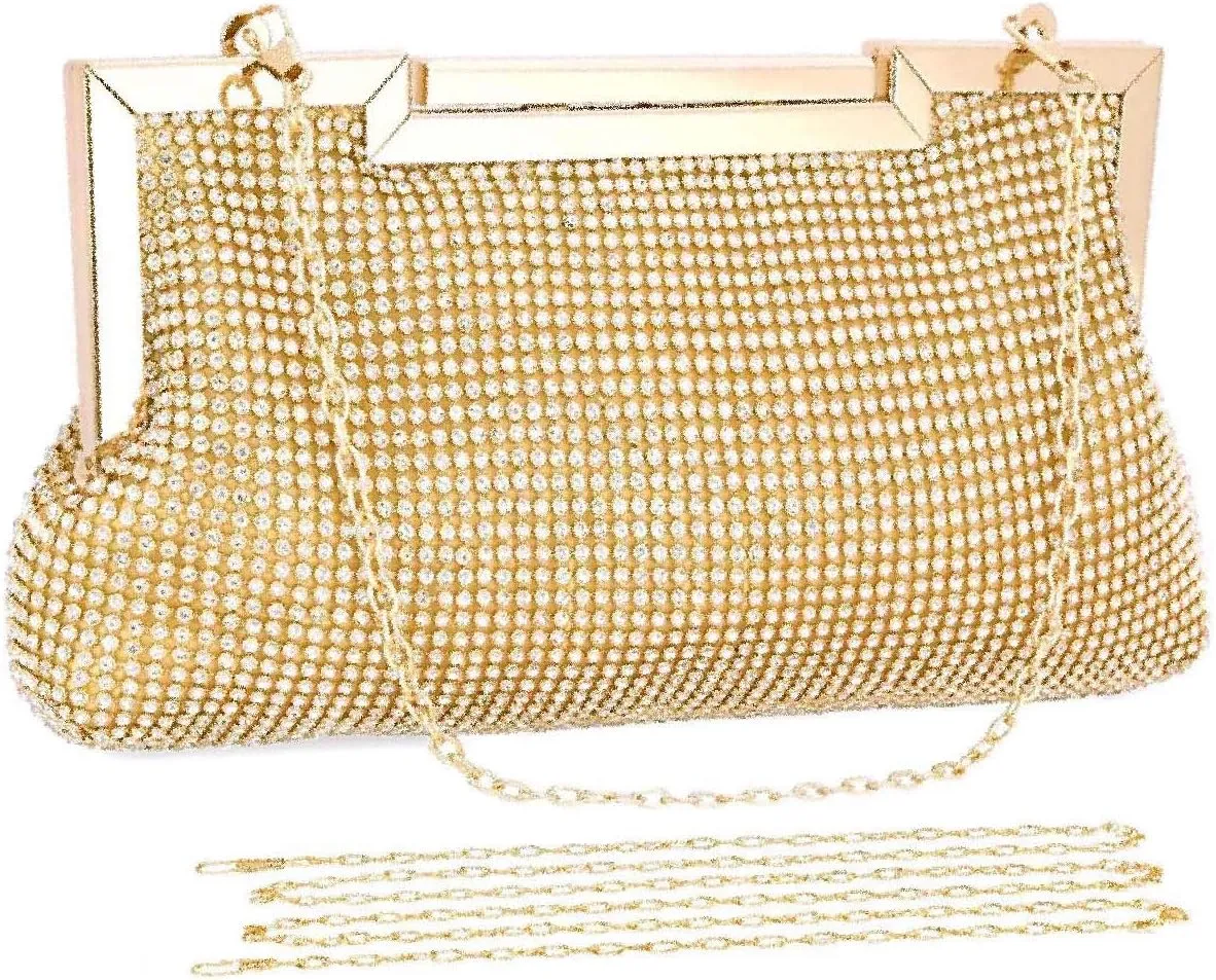 Selighting Women's Rhinestones Crystal Evening Bags Clutches Formal Wedding Clutch Purse Prom Cocktail Party Handbags (One Size, Gold)