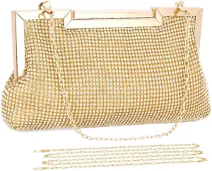Selighting Women's Rhinestones Crystal Evening Bags Clutches Formal Wedding Clutch Purse Prom Cocktail Party Handbags (One Size, Gold)