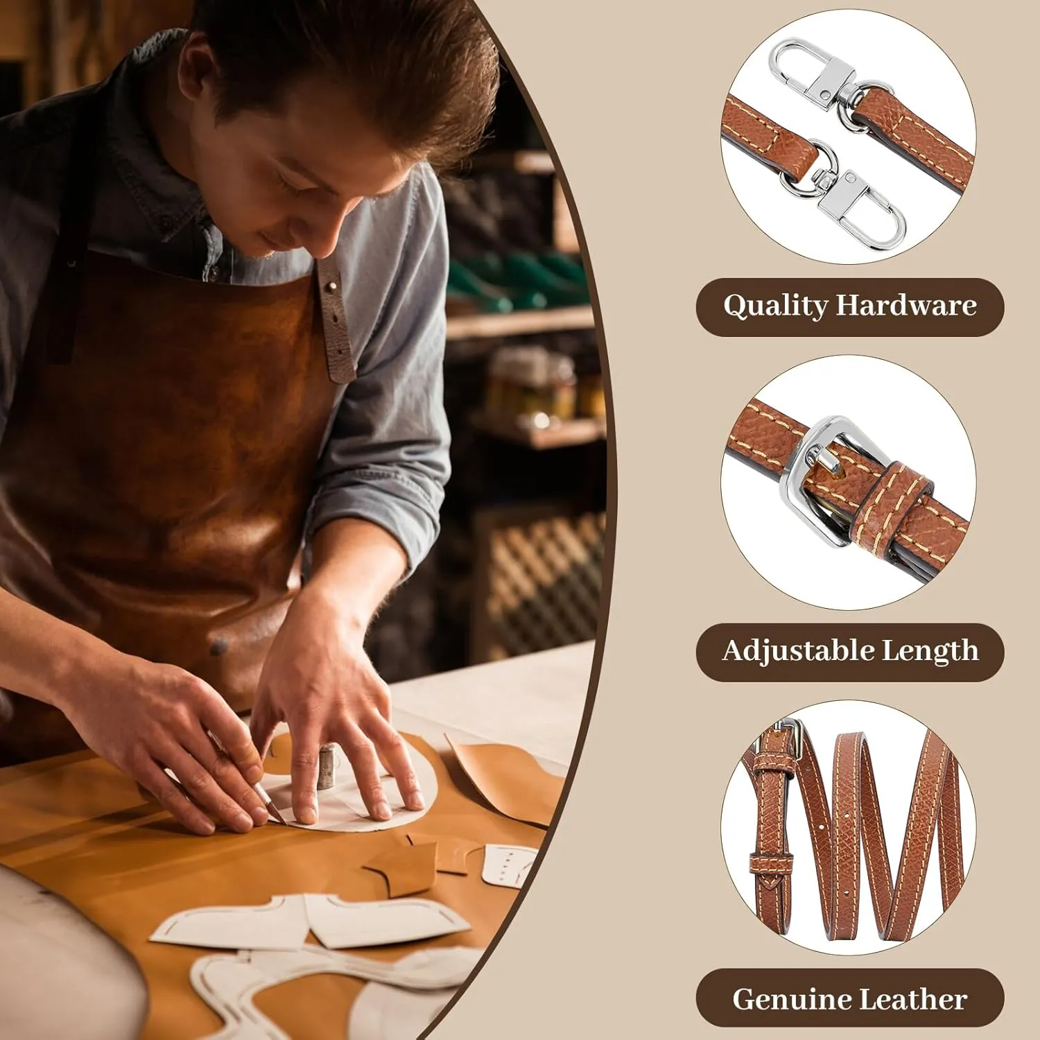 SENTEN Purse Straps Replacement for Longchamp Bag Women