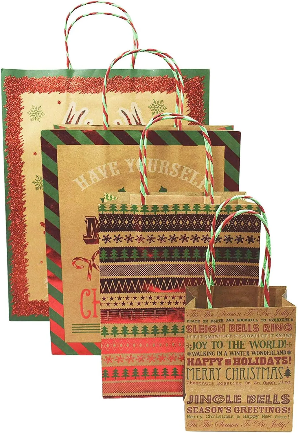 Set of 32 Blissful Friends Gift Bags! 4 Fun Designs! 3 Different Sizes! (32 Gift Bags)