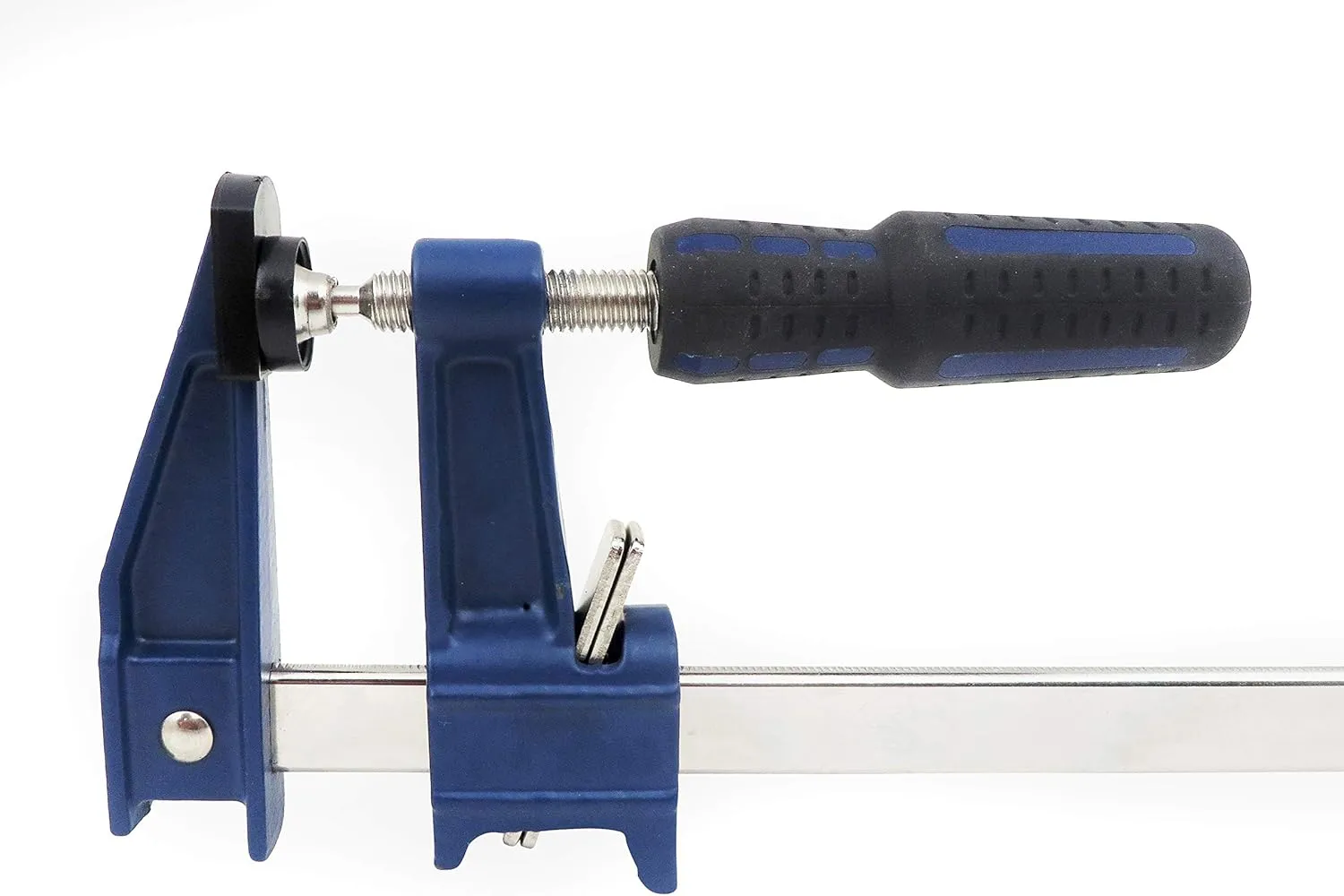 Set Taytools Medium Duty Adjustable Bar Clamps, Quick-Release Clutch Style American F Style, 2-1/2 Inch Throat Depth, Serrated Rail, Soft Grip Handle 450 Pounds Clamping pressure (2, 12 inch)
