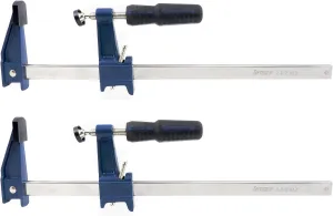 Set Taytools Medium Duty Adjustable Bar Clamps, Quick-Release Clutch Style American F Style, 2-1/2 Inch Throat Depth, Serrated Rail, Soft Grip Handle 450 Pounds Clamping pressure (2, 12 inch)