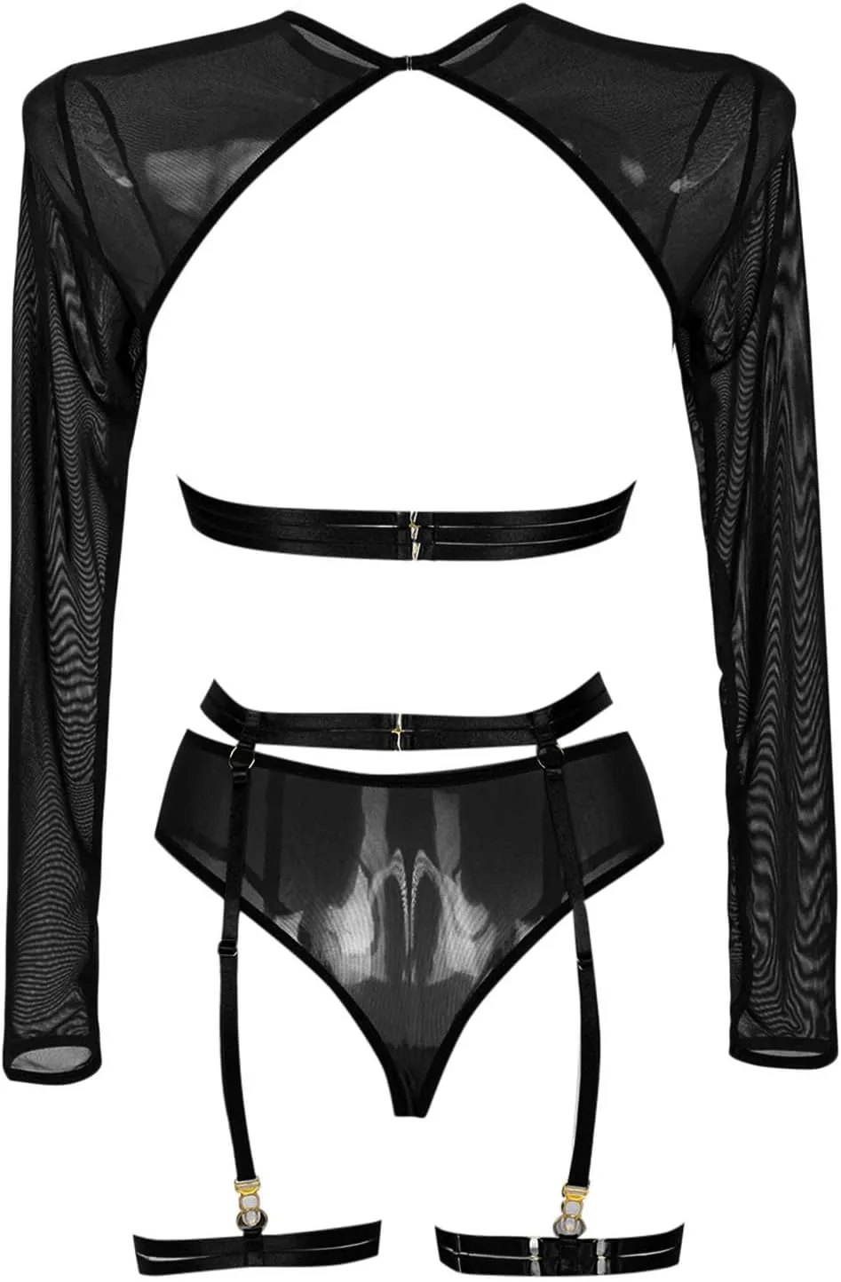 Sexy Costume Lingerie Set Underwear Bowknot Lace Sleepwear Steel Ring Pajamas Garter