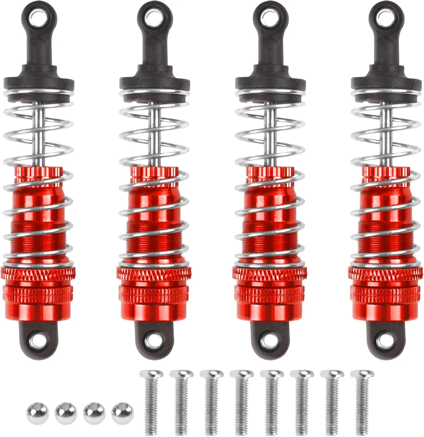 ShareGoo Aluminum Front Rear Swing Arm & Steering Knuckle Kit & Shock Absorbers Compatible with WLtoys 144010 144001 144002 1/14 RC Car (Red)