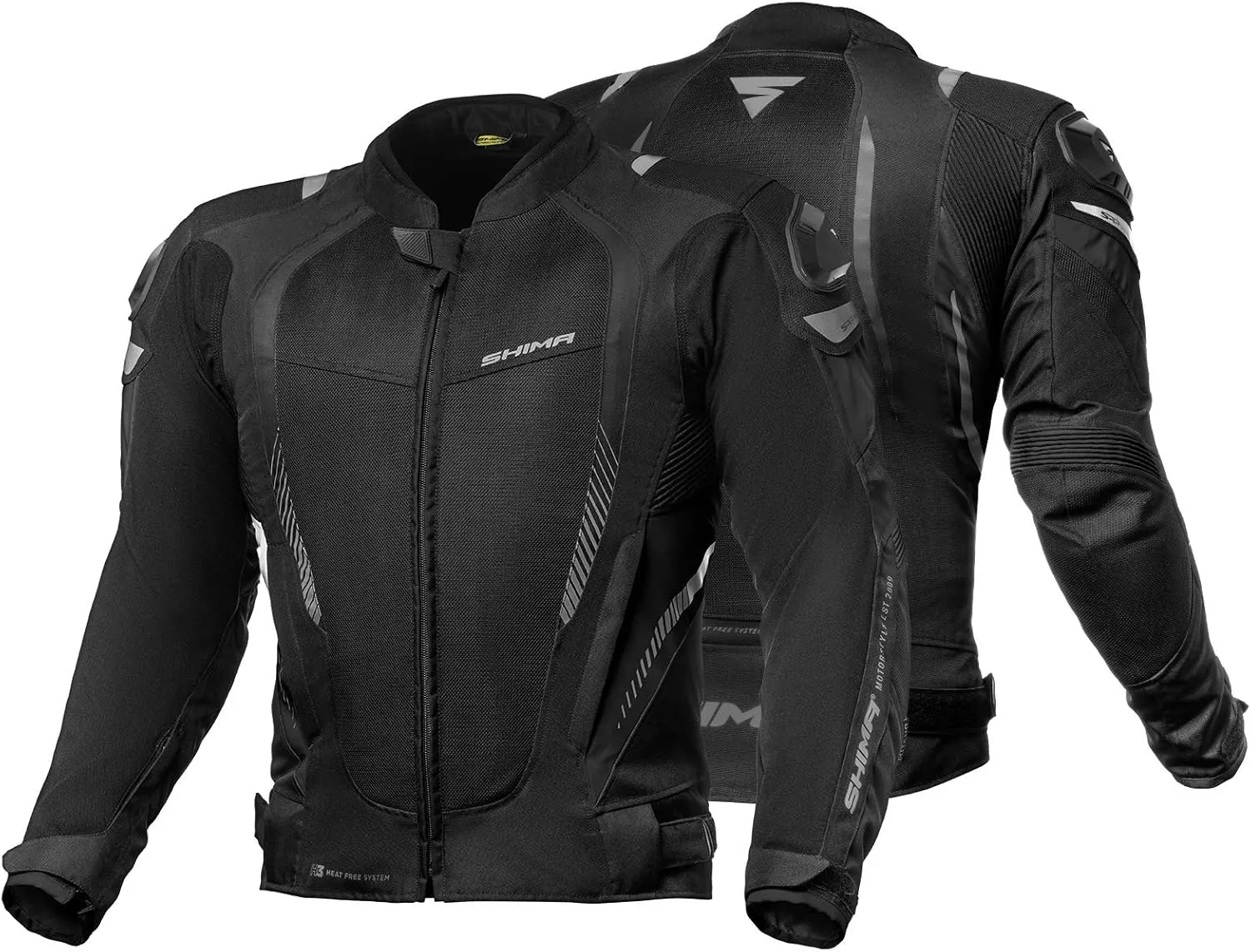 SHIMA MESH PRO Motorbike Jacket for Men - Summer Mesh Mens City Biker Jacket with Shoulder Sliders CE Back Shoulder Elbow Armor Pads Width Adjustment (Black, 3XL)