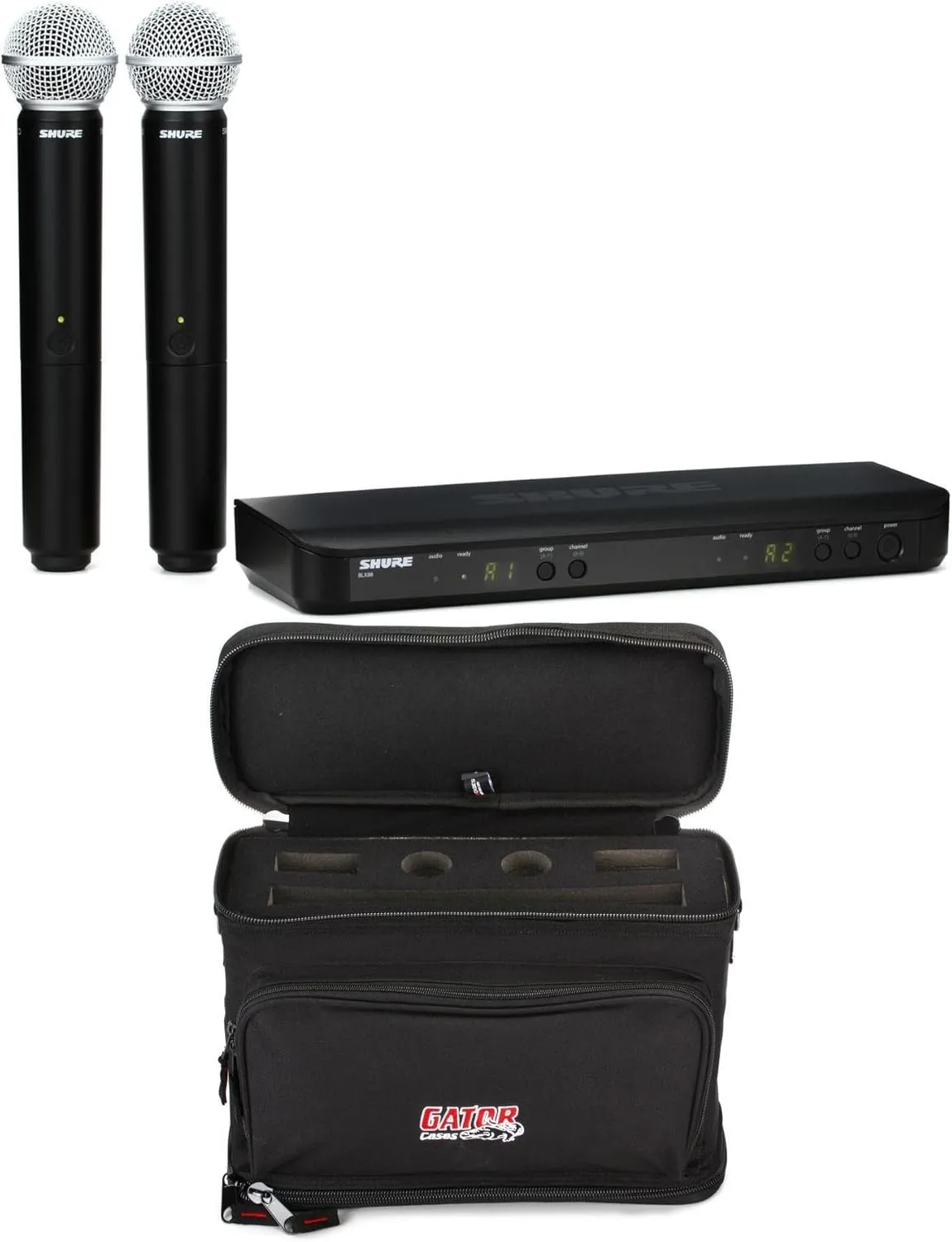 Shure BLX288/SM58 Dual Channel Wireless Handheld Microphone System with Bag - H11 Band