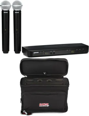 Shure BLX288/SM58 Dual Channel Wireless Handheld Microphone System with Bag - H11 Band