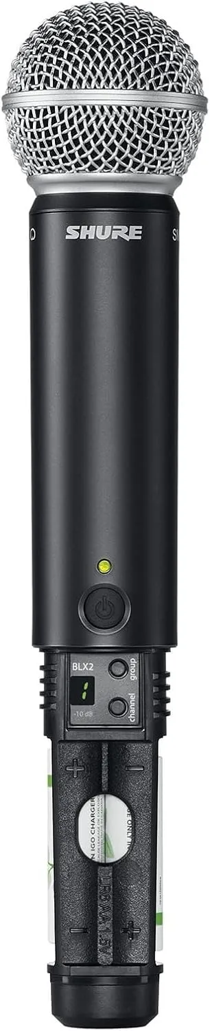 Shure BLX2/B58 Handheld Transmitter with SM58 Vocal Mic Capsule - for use with BLX Wireless Microphone Systems, Receiver Sold Separately | H10 Band (BLX2/SM58=-H10)