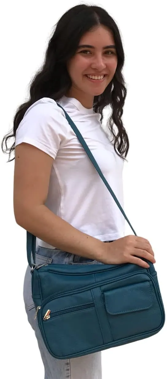 SILVERFEVER Medium Leather Handbag | Ladies Shoulder Bag | Organizer w Built in Wallet