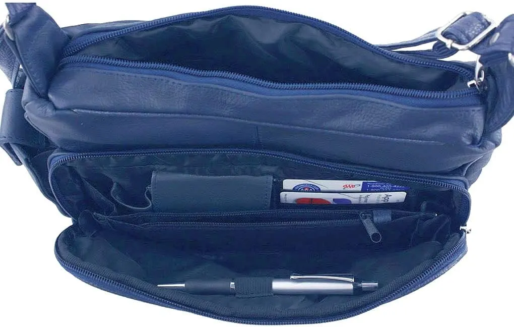 SILVERFEVER Medium Leather Handbag | Ladies Shoulder Bag | Organizer w Built in Wallet