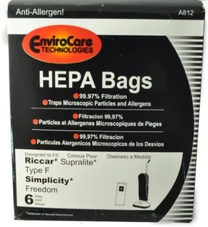 Simplicity Freedom, Riccar Supralite Type F Vacuum Cleaner Bags