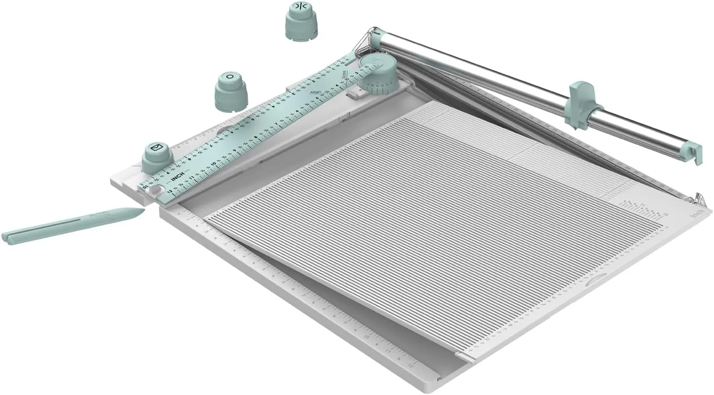 Sizzix Scoring Board & Trimmer (30cm x 30cm) | Tool for Creating Envelopes, 3-D Boxes, Trimming & Measuring | 665797, One Size, Mint/White