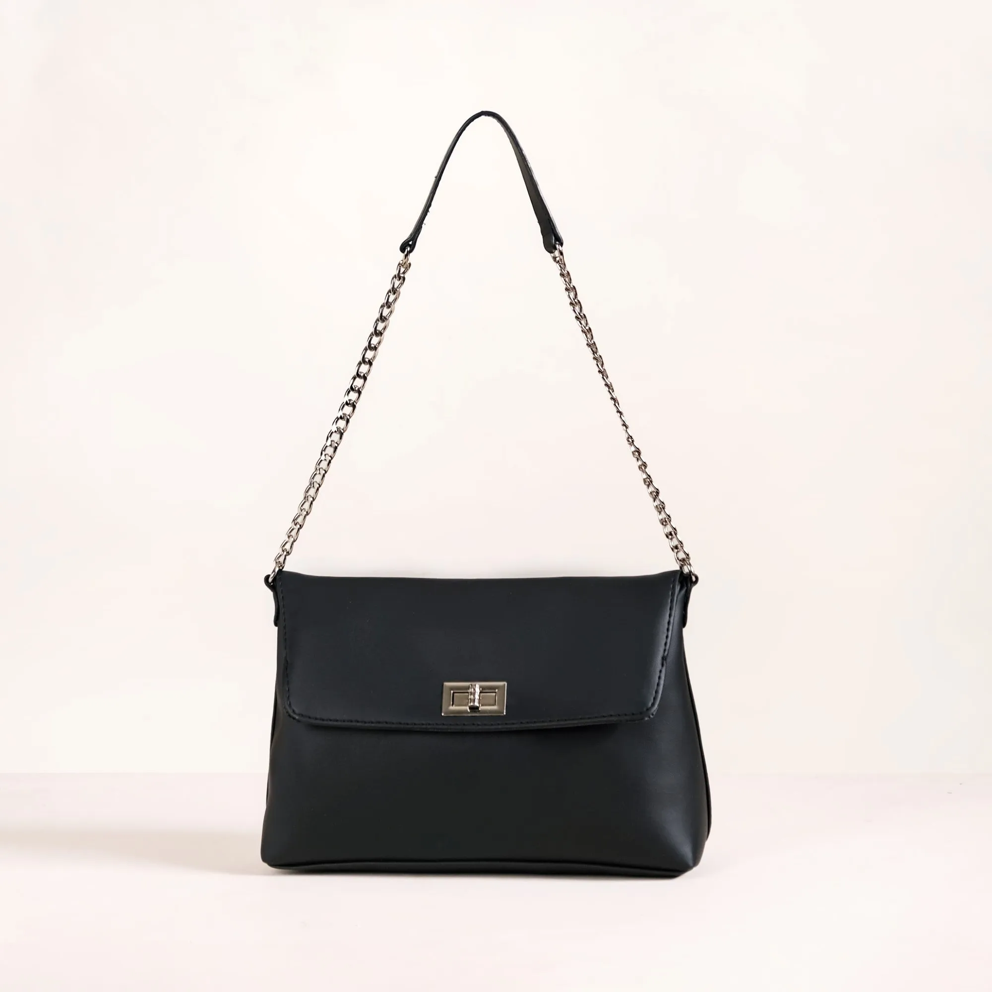 Sleek Black Shoulder Bag For Women