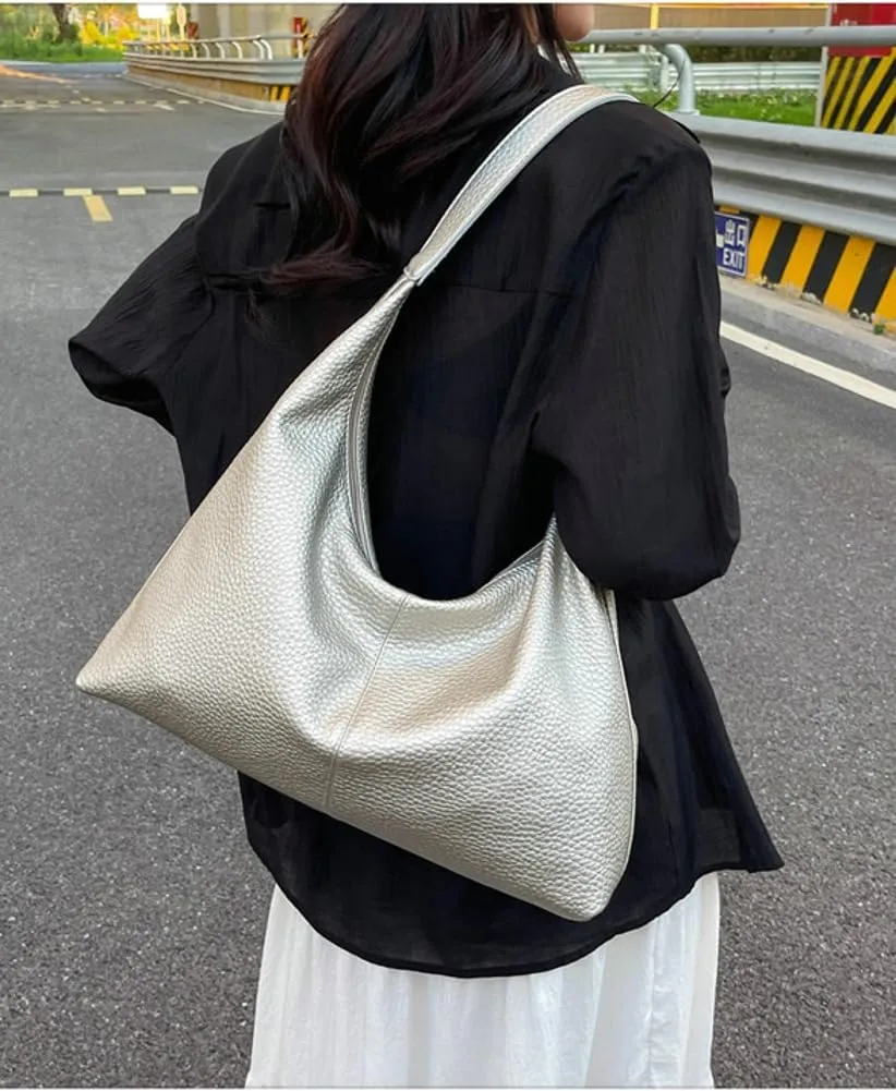 Slouchy PU Leather Crescent Hobo Bags Women Crossbody Purse Trendy Shoulder Bag Top-handle Satchels Travel Tote Handbag