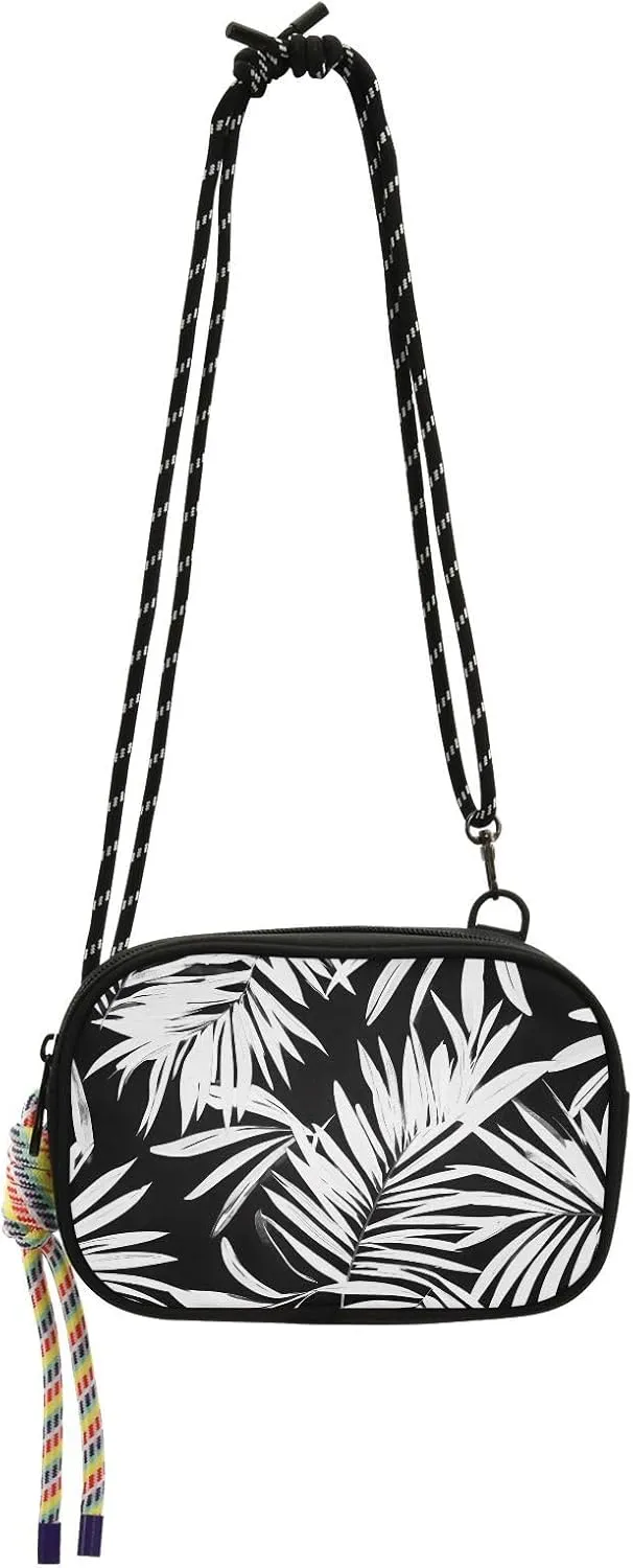 Small Crossbody Bags White Tropical Palm Leaves Phone Purse Wallet for Women Shoulder Bag with Cute Rope Straps