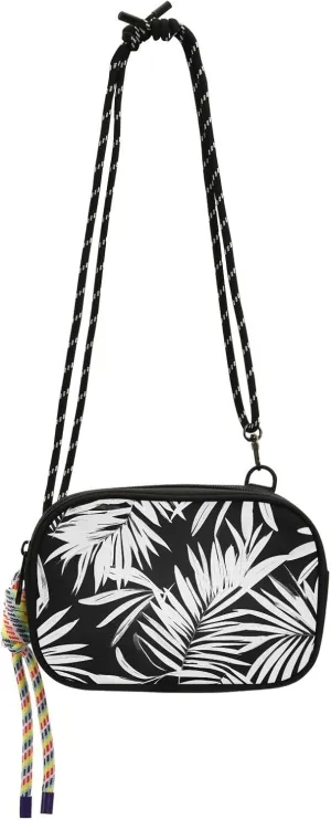 Small Crossbody Bags White Tropical Palm Leaves Phone Purse Wallet for Women Shoulder Bag with Cute Rope Straps
