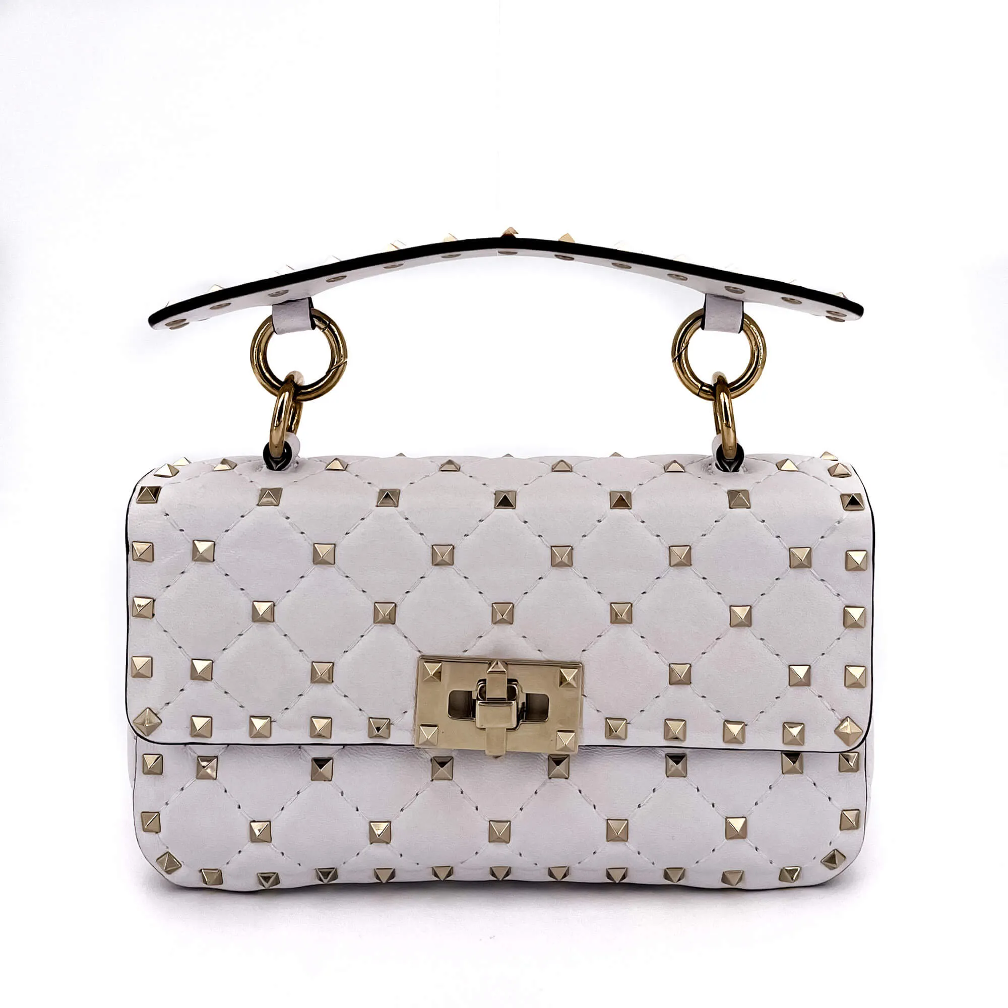 Small Rockstud Spike Nappa Leather 2way White