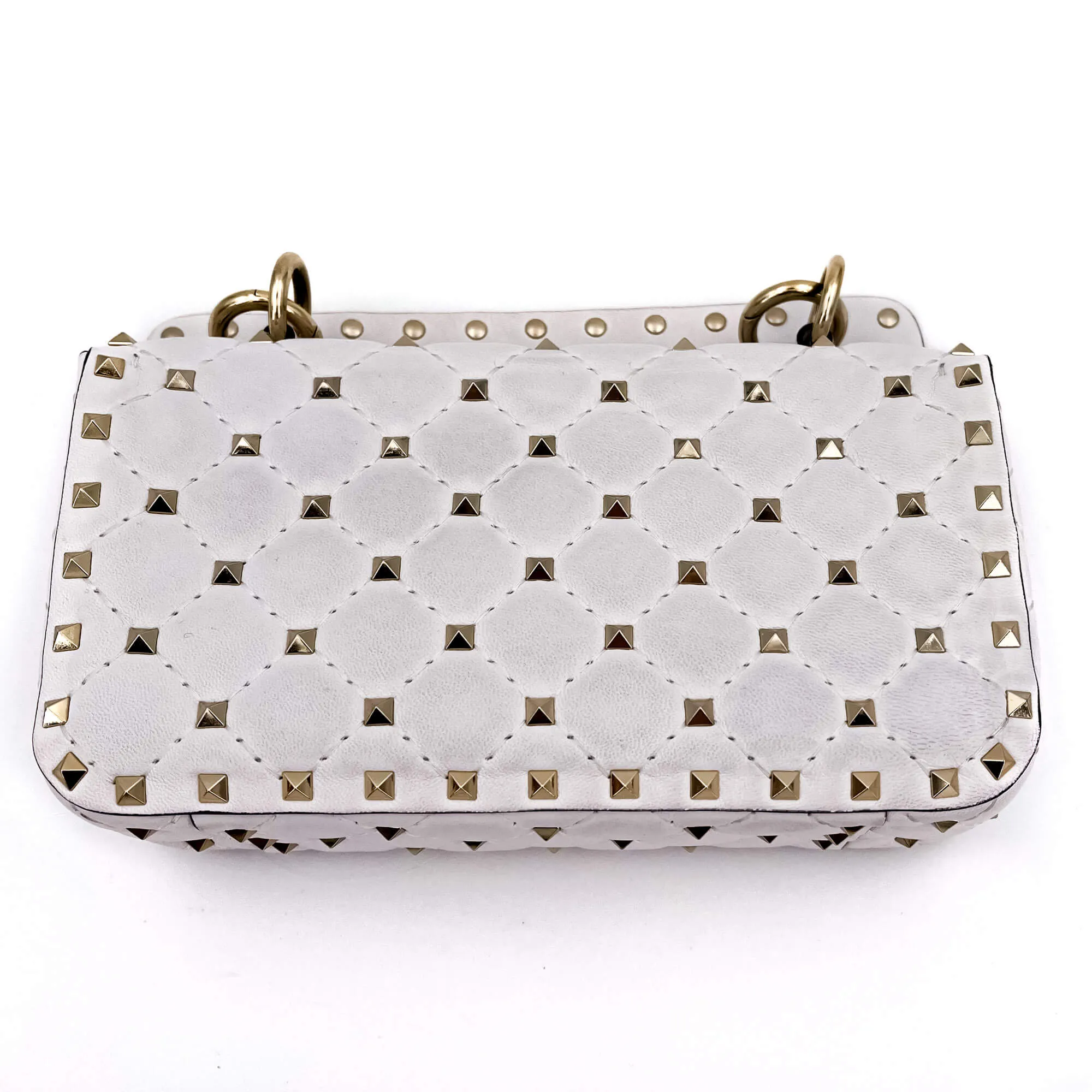 Small Rockstud Spike Nappa Leather 2way White