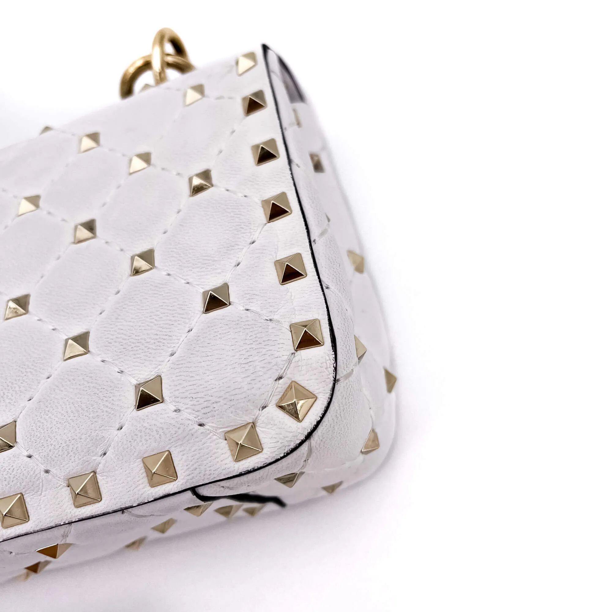 Small Rockstud Spike Nappa Leather 2way White