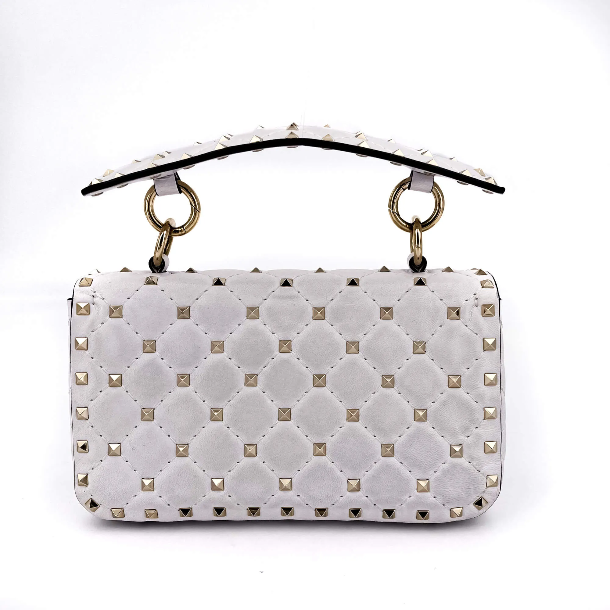Small Rockstud Spike Nappa Leather 2way White