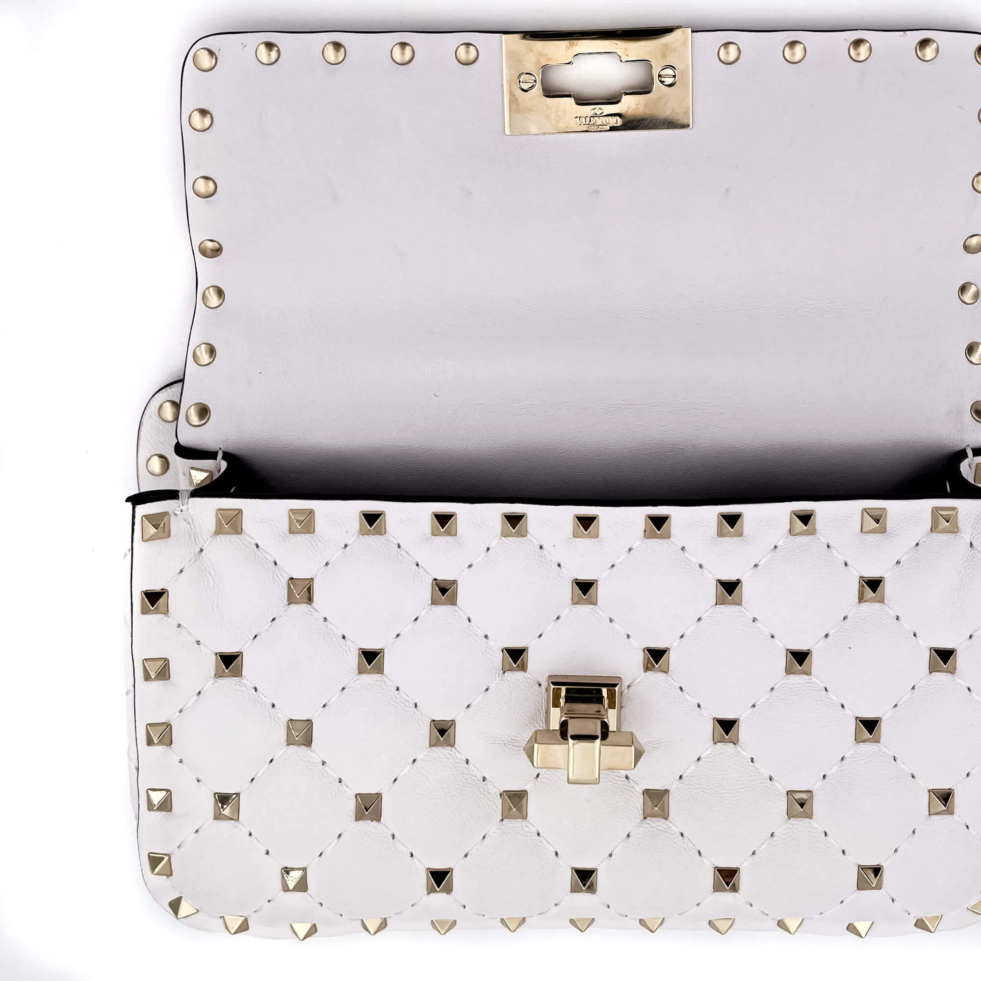 Small Rockstud Spike Nappa Leather 2way White