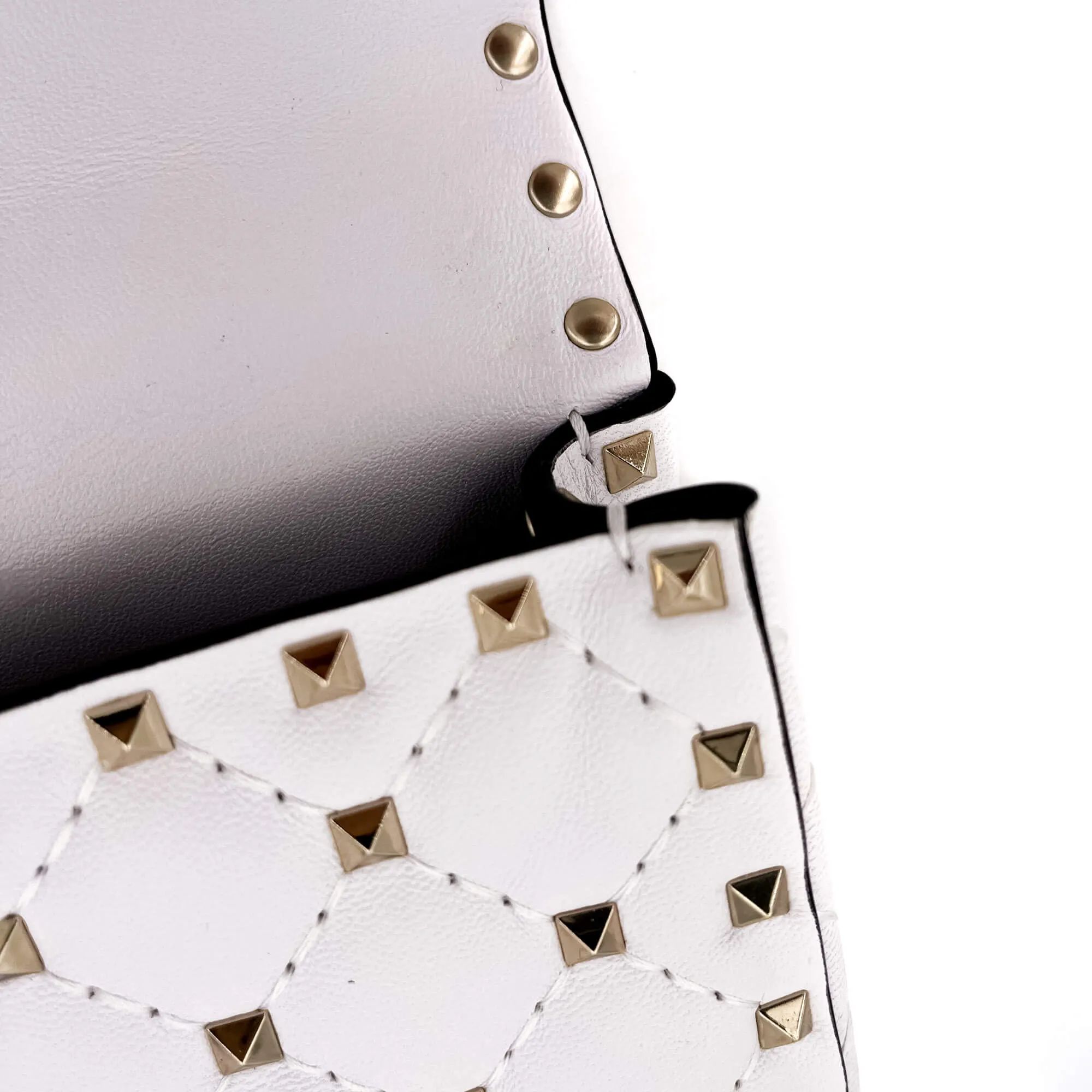 Small Rockstud Spike Nappa Leather 2way White